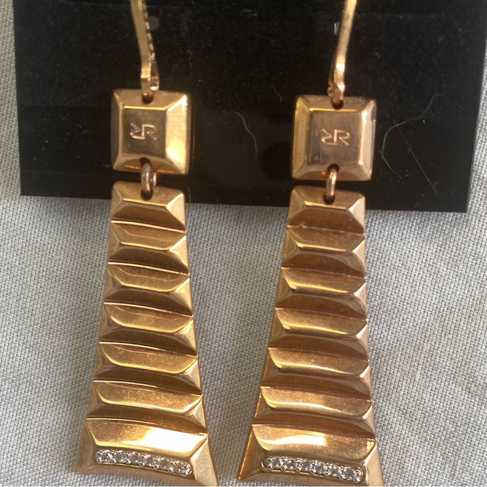 Rebecca Italy Rose Gold Art Deco Earrings